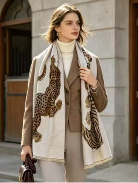 Leopard & Tiger Design Blanket Scarf